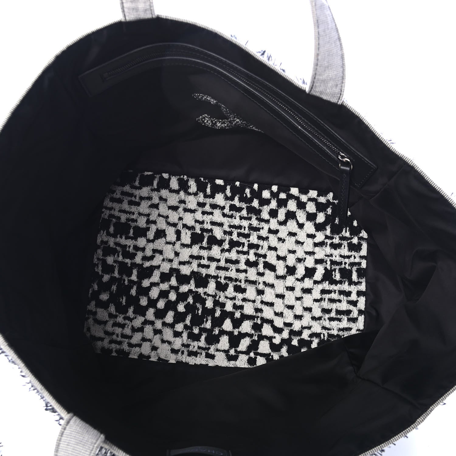 Chanel Terry Cotton CC Tweed Tote Black White 4 of 4
