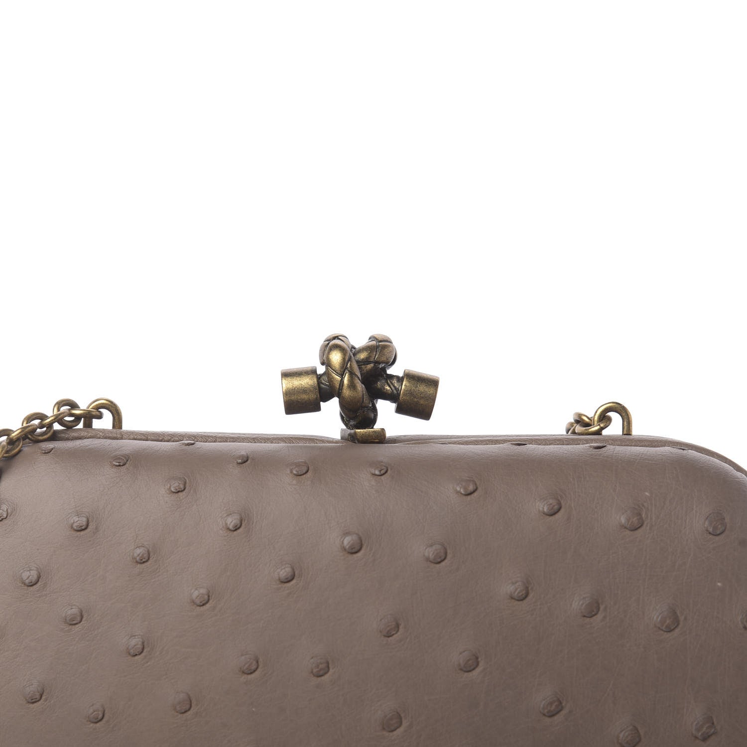 Bottega Veneta Ostrich Chain Knot Clutch New Steel 9 of 10