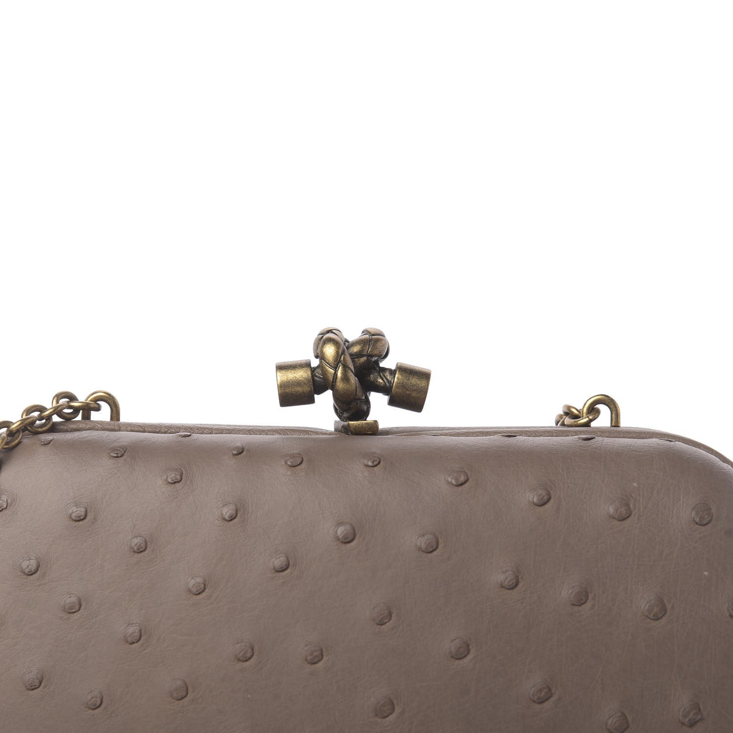 Ostrich Chain Knot Clutch New Steel