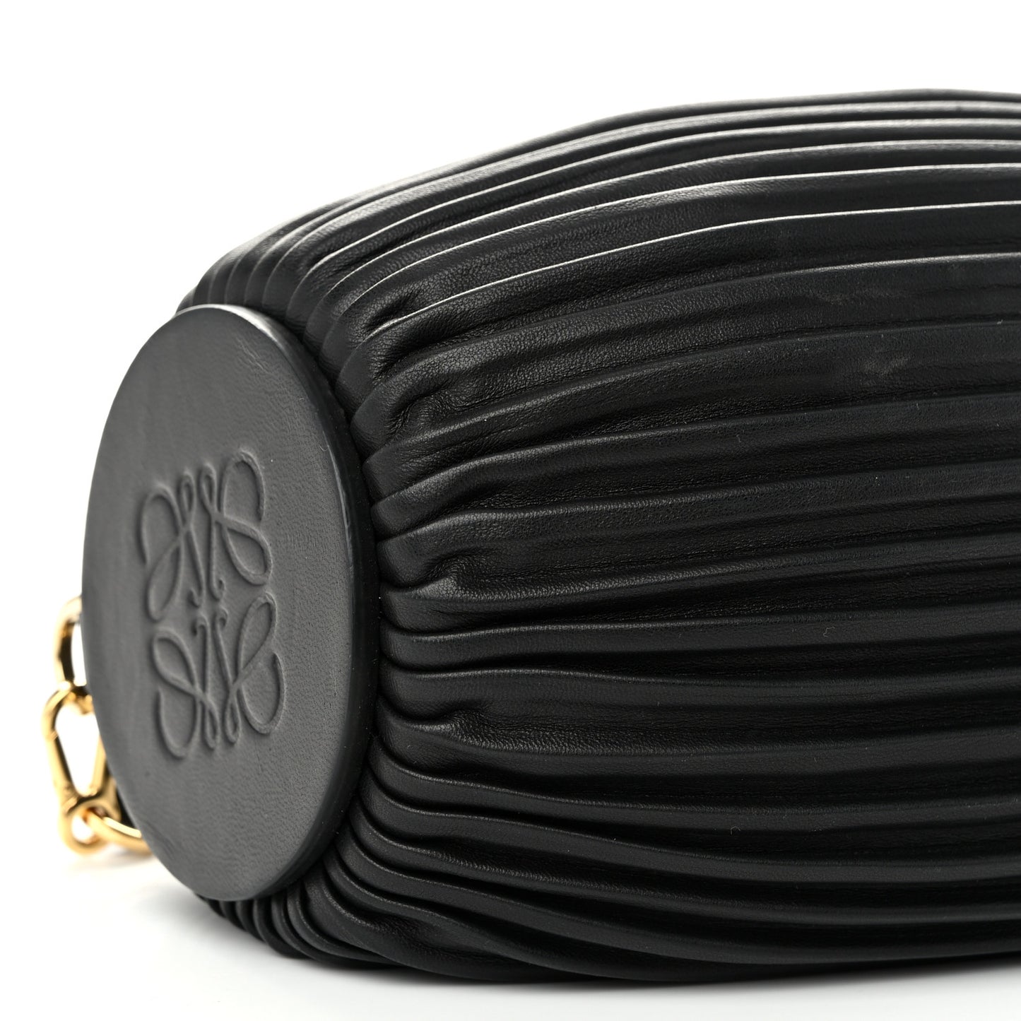 Lambskin Pleated Bracelet Pouch Shoulder Bag Black
