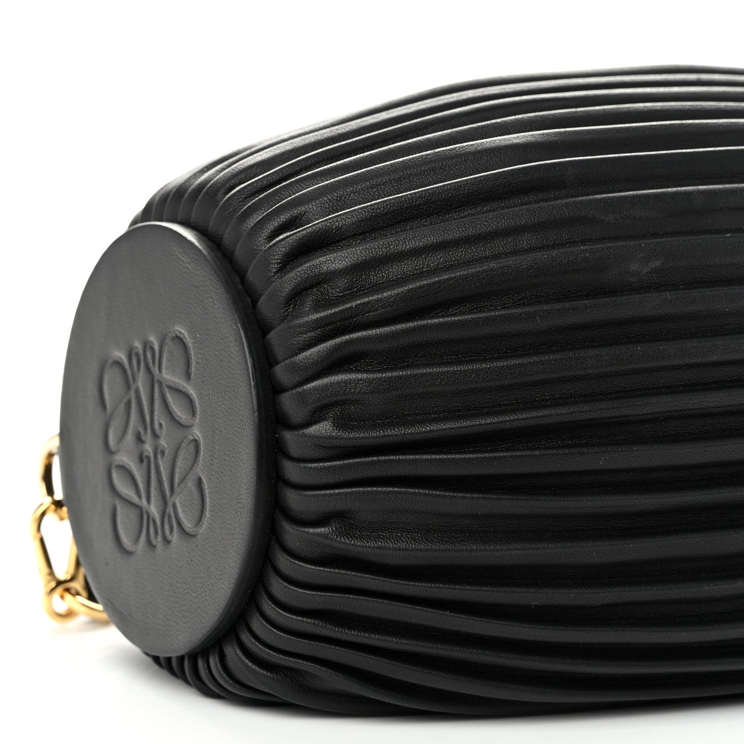 Loewe Lambskin Pleated Bracelet Pouch Shoulder Bag Black 8 of 9