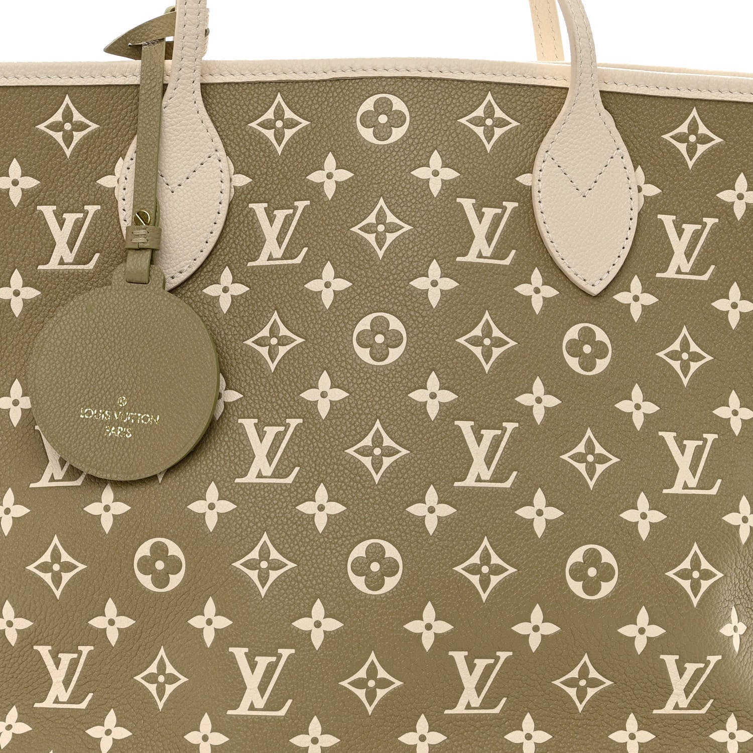 Louis Vuitton Empreinte Monogram Spring In The City Neverfull MM Kaki Beige Cream 7 of 9