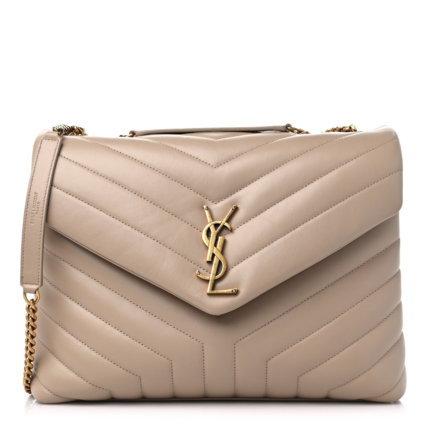 Calfskin Y Quilted Monogram Medium Loulou Chain Satchel Light Natural