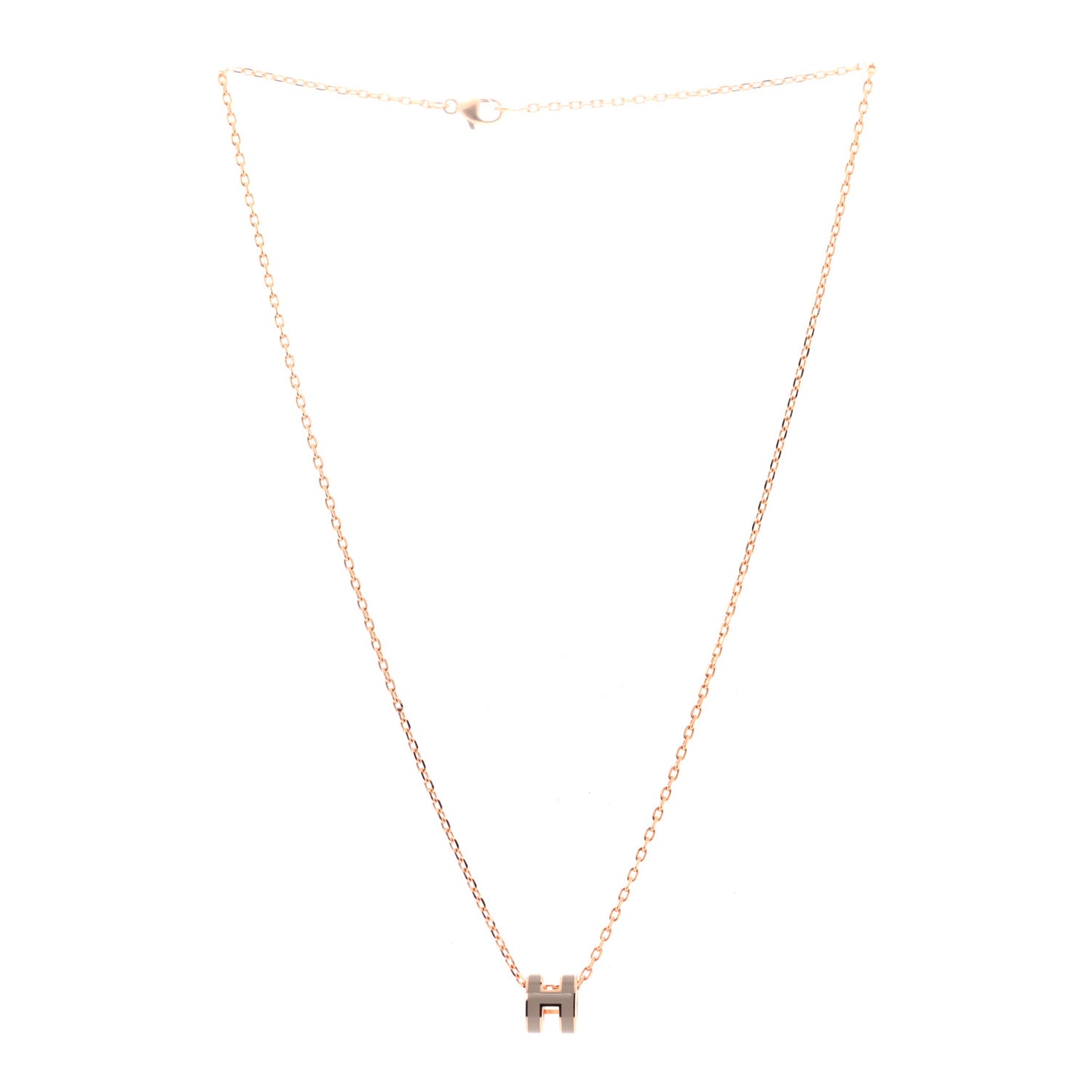Lacquered Rose Gold Mini Pop H Pendant Necklace Marron Glace