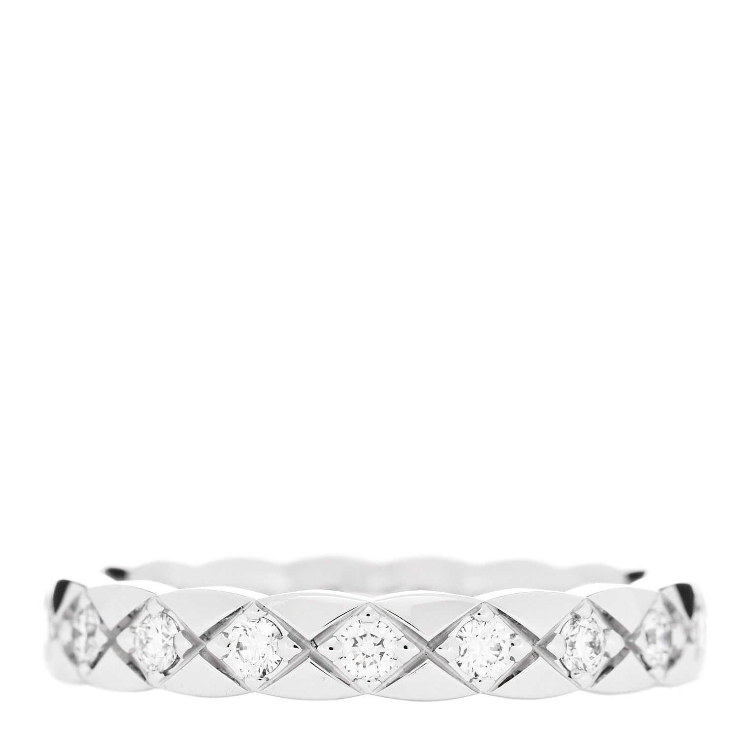 Chanel 18K White Gold Diamond Mini Coco Crush Ring 52 6 3 of 5