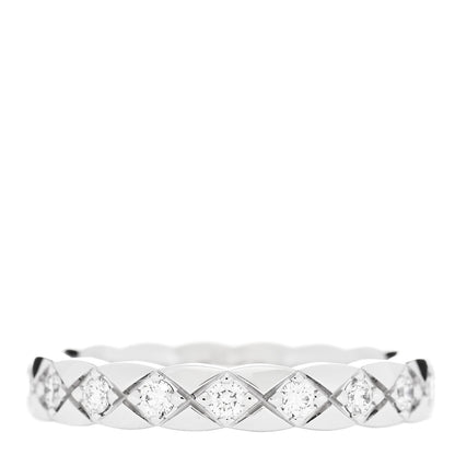 Chanel 18K White Gold Diamond Mini Coco Crush Ring 52 6 3 of 5
