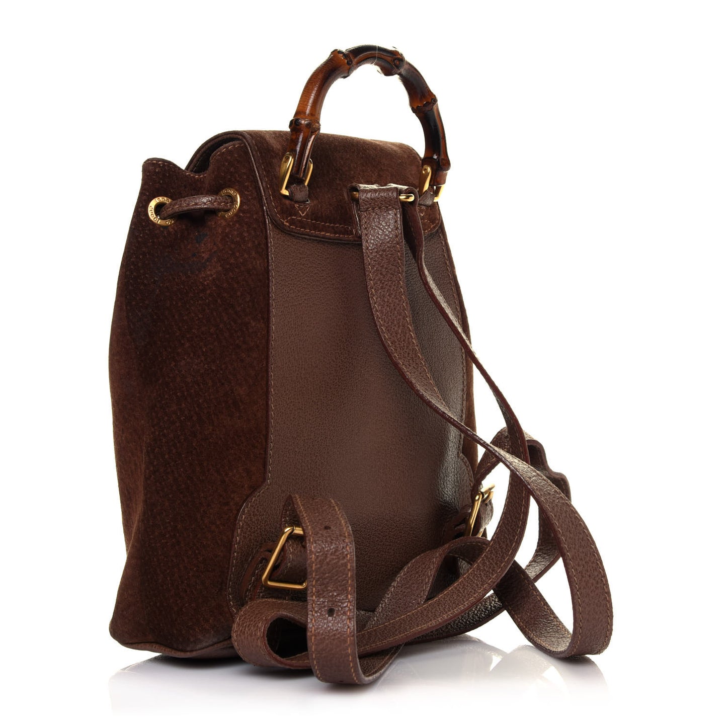 Calfskin Suede Bamboo Mini Backpack Brown
