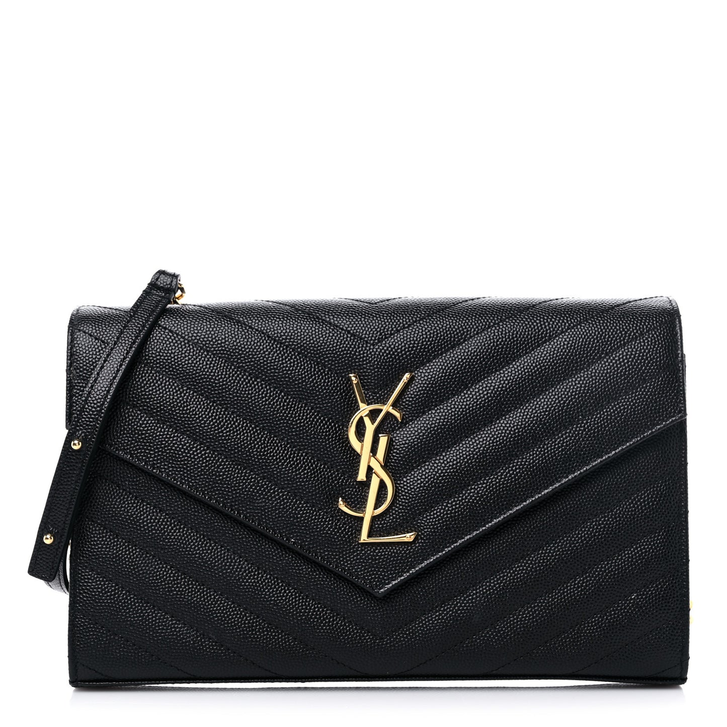 Grain De Poudre Matelasse Chevron Monogram Chain Wallet Black