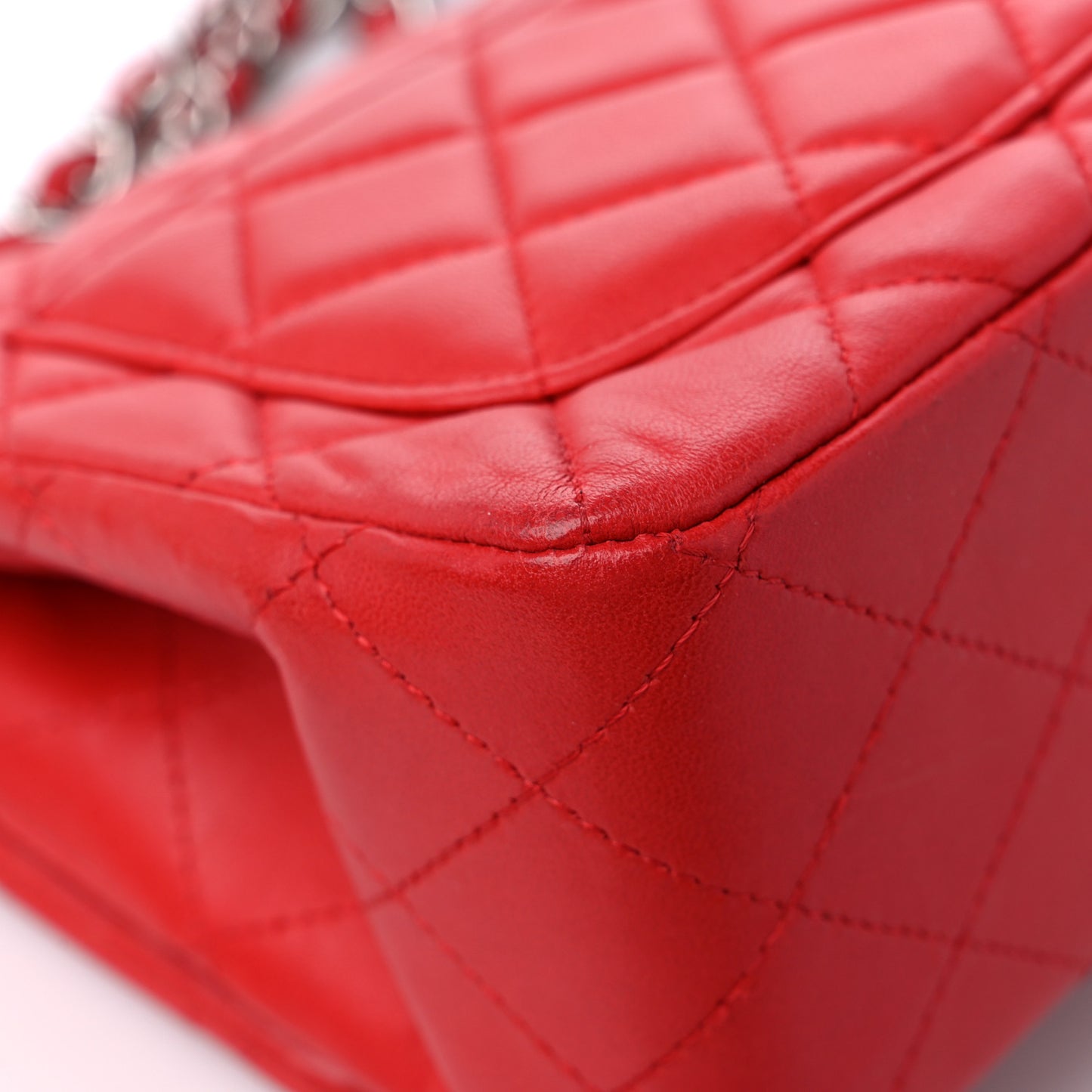 Lambskin Quilted Mini Square Flap Red