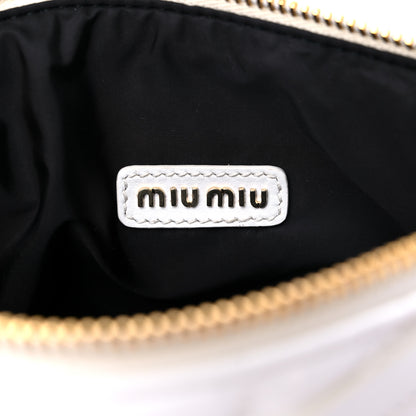 Miu Miu Iridescent Fabric Quilted Mini Spirit Cire Bag White 5 of 6