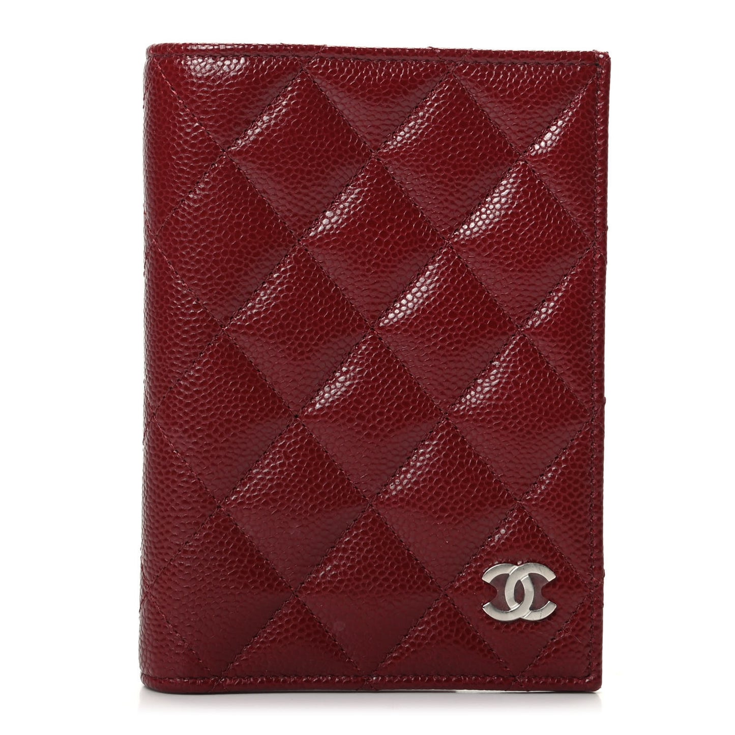 Caviar Quilted Passport Holder Red