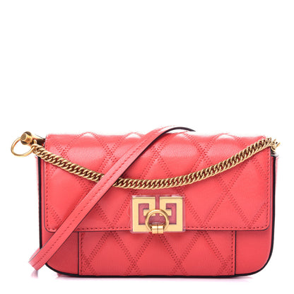Givenchy Goatskin Quilted GV3 Mini Pocket Convertible Bag Vermillon 1 of 10