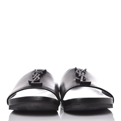 Saint Laurent Lambskin Joan Slide Sandals 38 Black 2 of 9