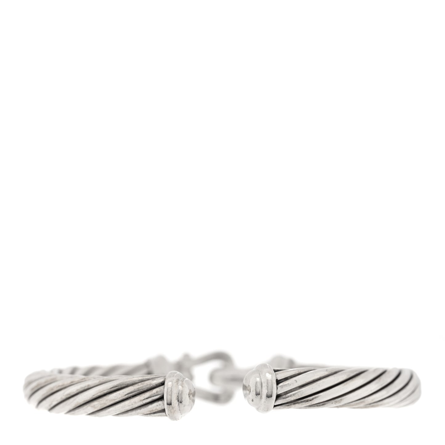 Sterling Silver Diamond 7mm Cable Buckle Cuff Bracelet