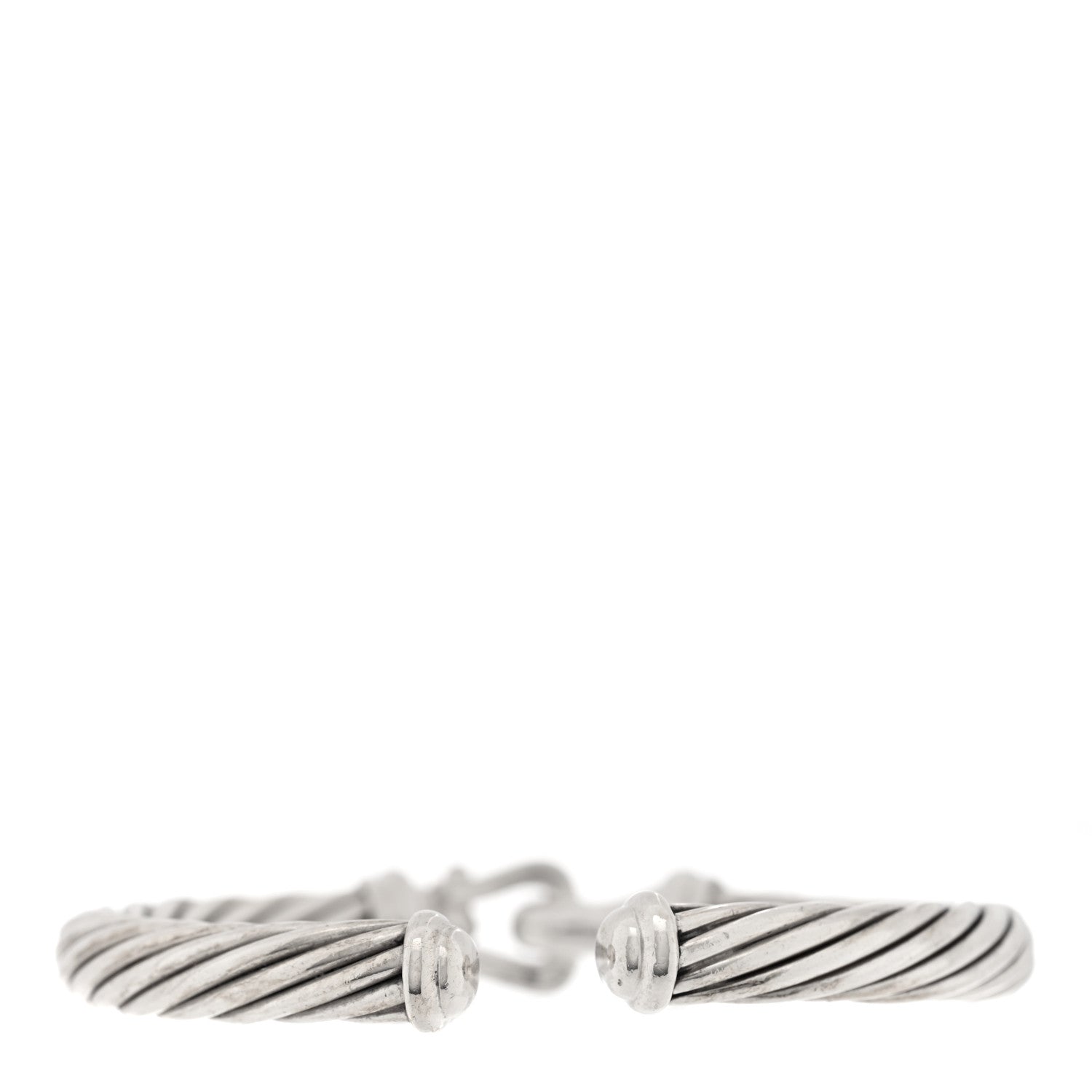 David Yurman Sterling Silver Diamond 7mm Cable Buckle Cuff Bracelet 2 of 3