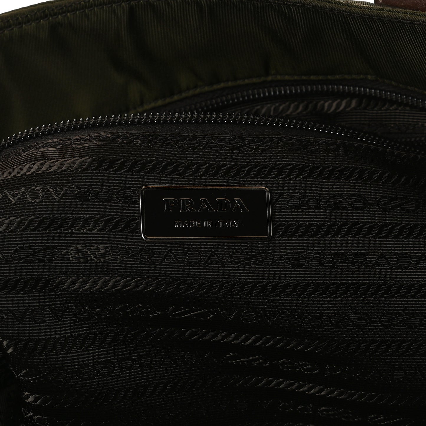 Tessuto Nylon Saffiano Shopping Tote Green