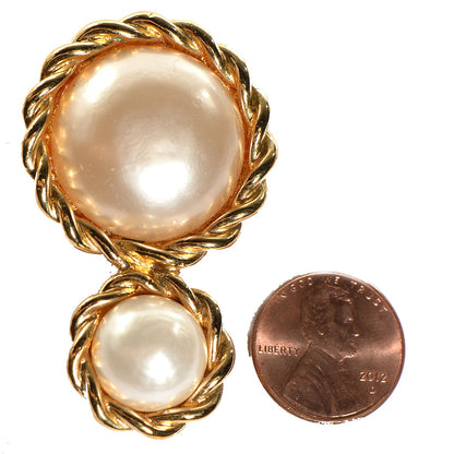 Chanel Pearl Clip On Earrings Gold 2 of 5