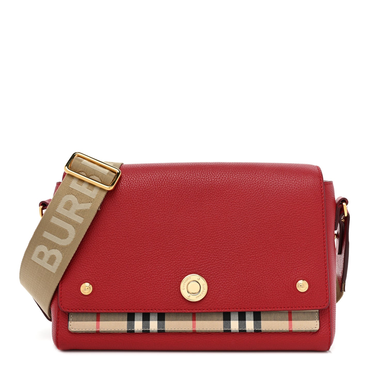 Calfskin Vintage Check Note Crossbody Bag Carmine Red