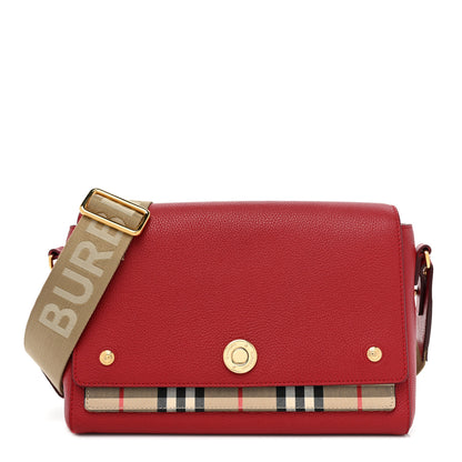 Burberry Calfskin Vintage Check Note Crossbody Bag Carmine Red 1 of 17