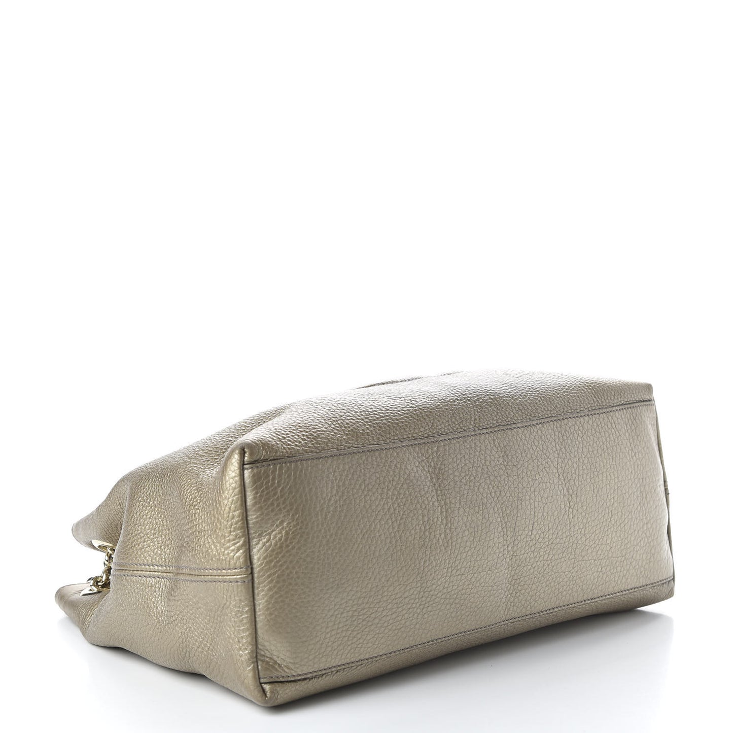 Metallic Pebbled Calfskin Medium Soho Chain Shoulder Bag Golden Beige