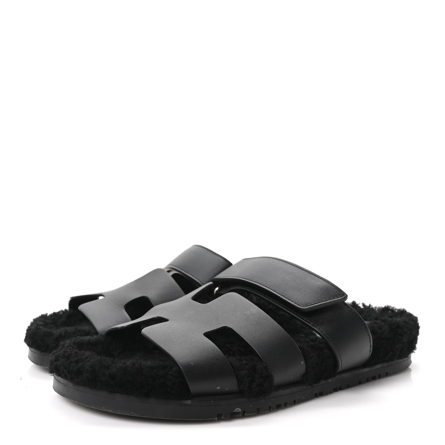 Calfskin Woolskin Womens Chypre Sandals 39 Black