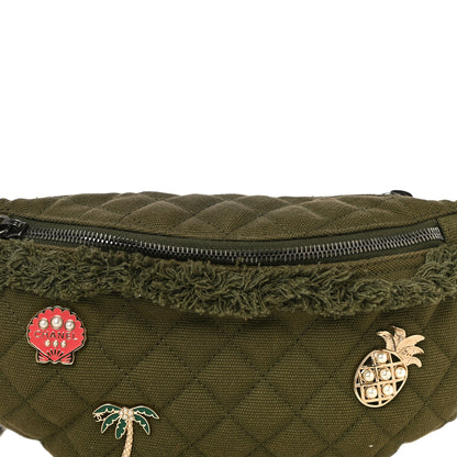 Chanel Canvas Lambskin Quilted Coco Cuba Charms Waist Bag Khaki 8 of 11