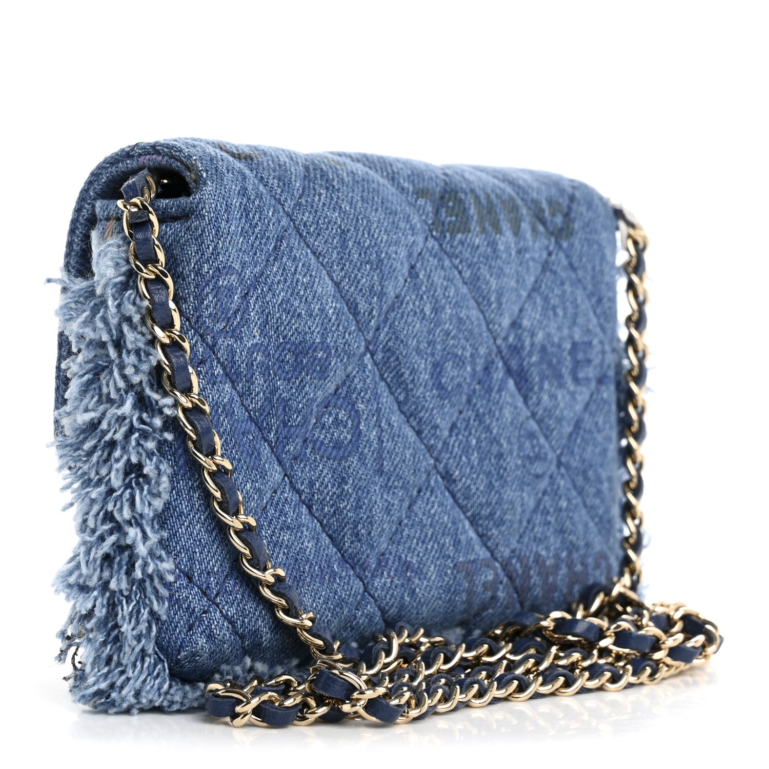 Chanel Denim Quilted Denim Mood Clutch With Chain Blue Multicolor 3 of 12