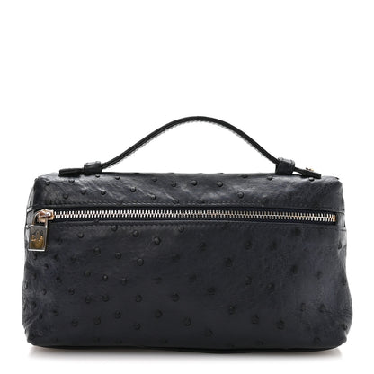 Loro Piana Ostrich L19 Extra Pocket Pouch Blue Navy 1 of 10