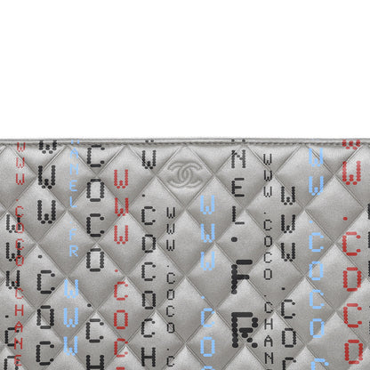Chanel Metallic Lambskin Quilted Large Data Center Cosmetic Case Silver 10 of 10