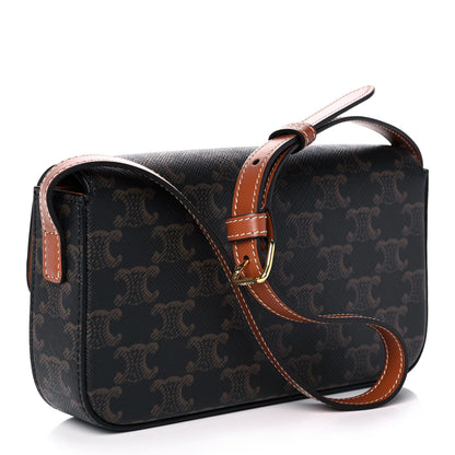 Celine Canvas Calfskin Triomphe Shoulder Bag Tan 3 of 10