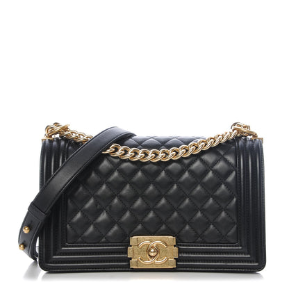 Chanel Lambskin Quilted Medium Boy Flap Black 1 of 8