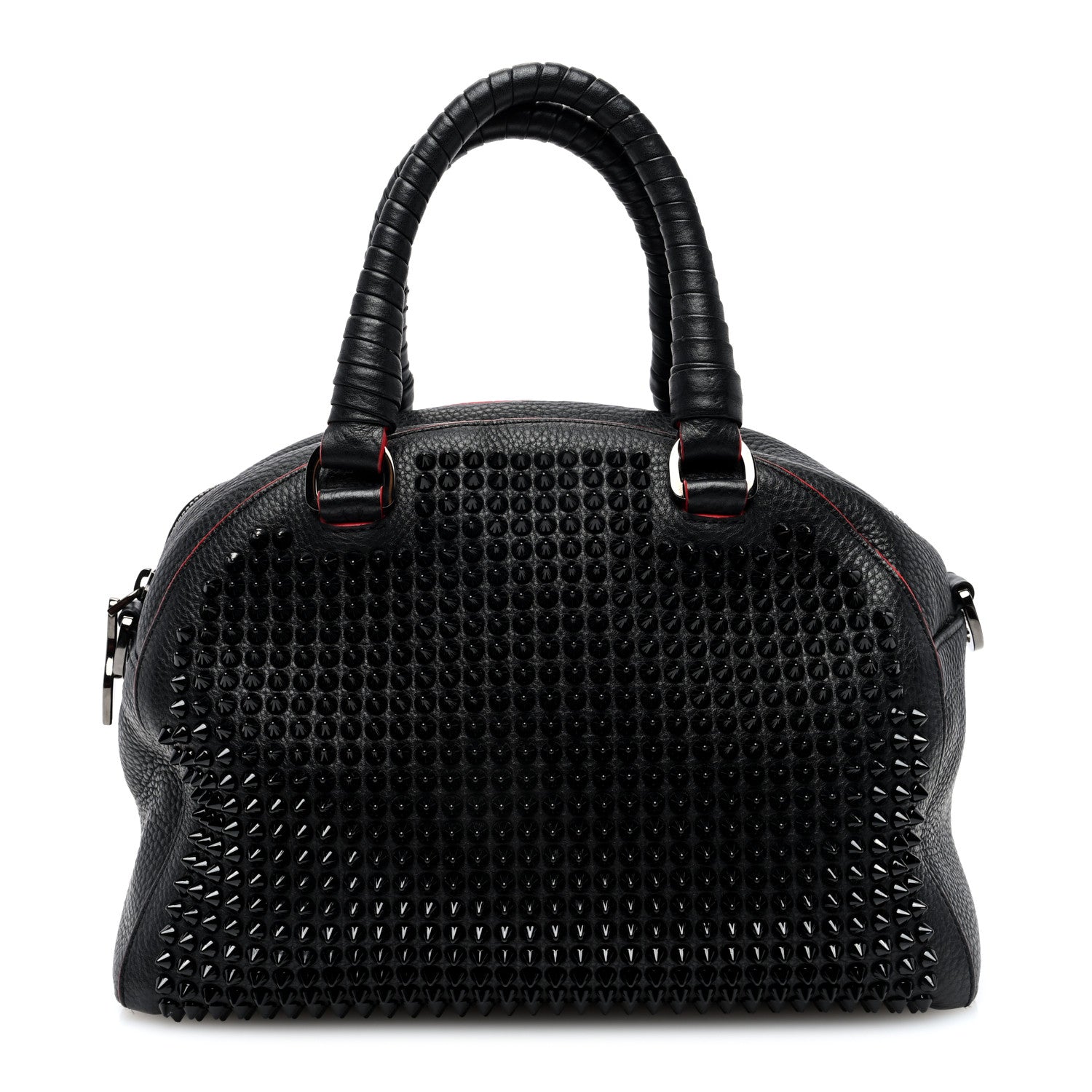 Christian Louboutin Grained Calfskin Studded Panettone Bowling Bag Black 1 of 9