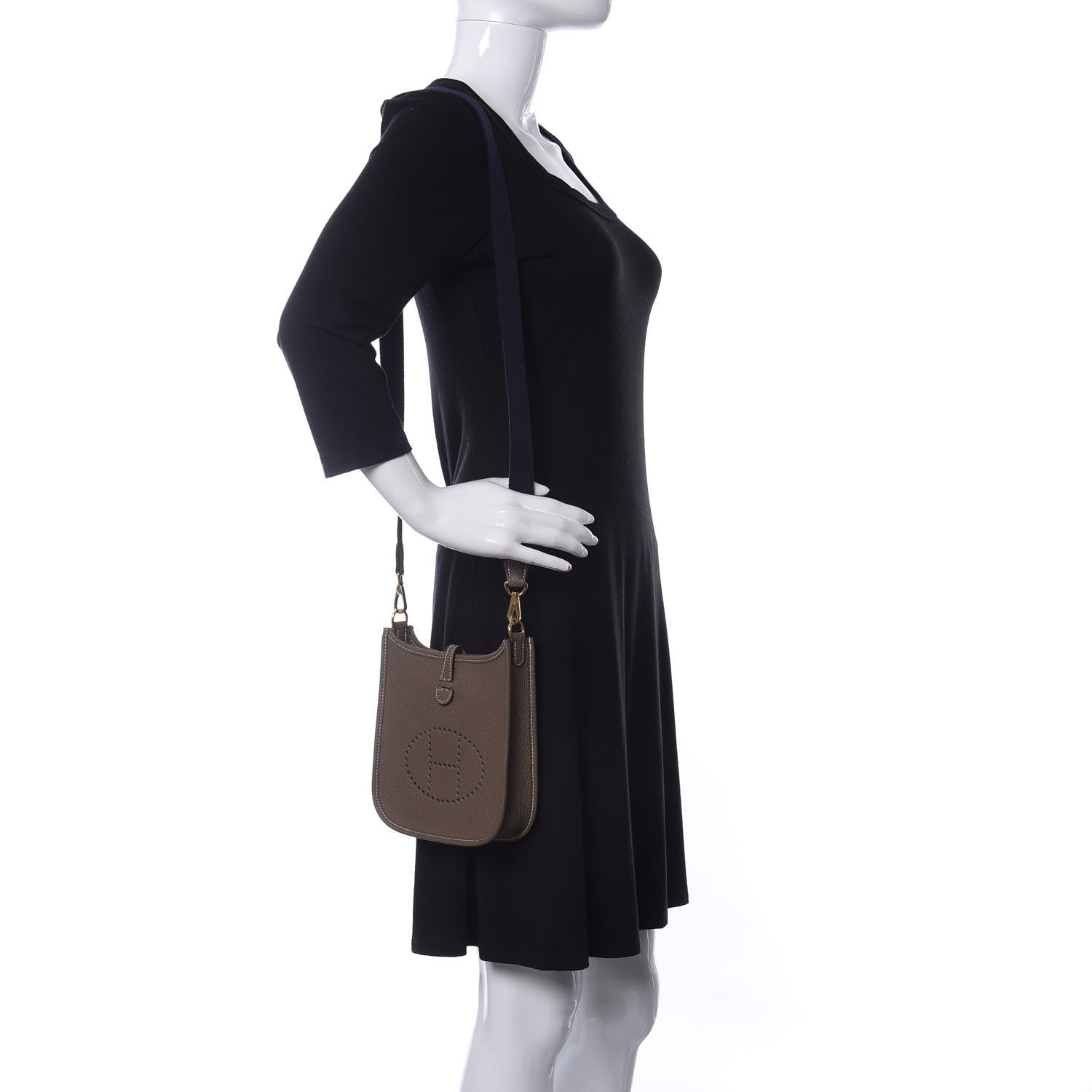 Hermes Taurillon Clemence Amazone Evelyne TPM Etoupe Bleu Indigo 2 of 12