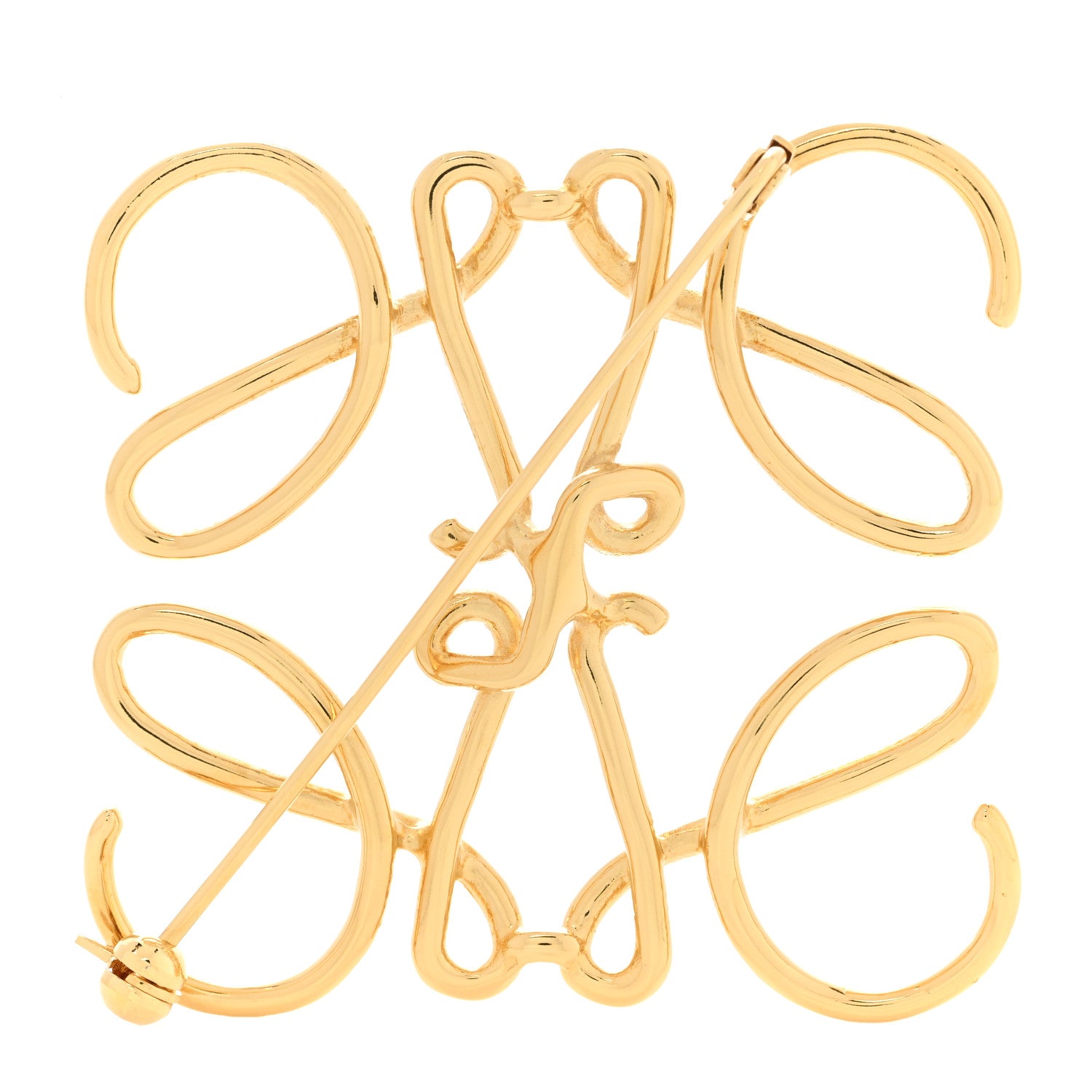 Loewe Brass Anagram Brooch Gold 3 of 4