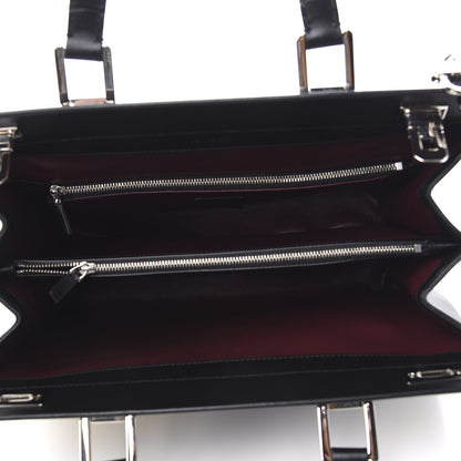 Gucci Smooth Calfskin Diagonal Striped Medium Zumi Top Handle Bag Black Beige 5 of 10