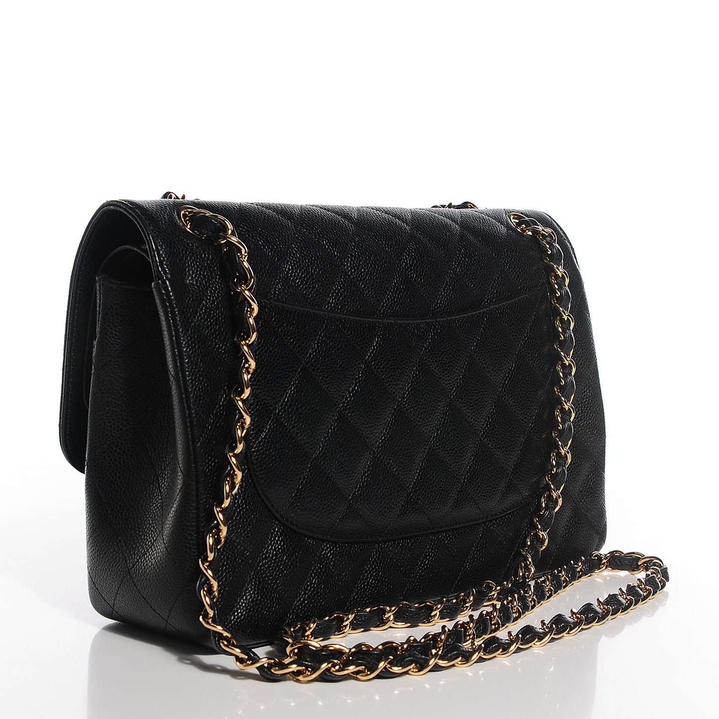 Caviar Quilted Jumbo Double Flap Black