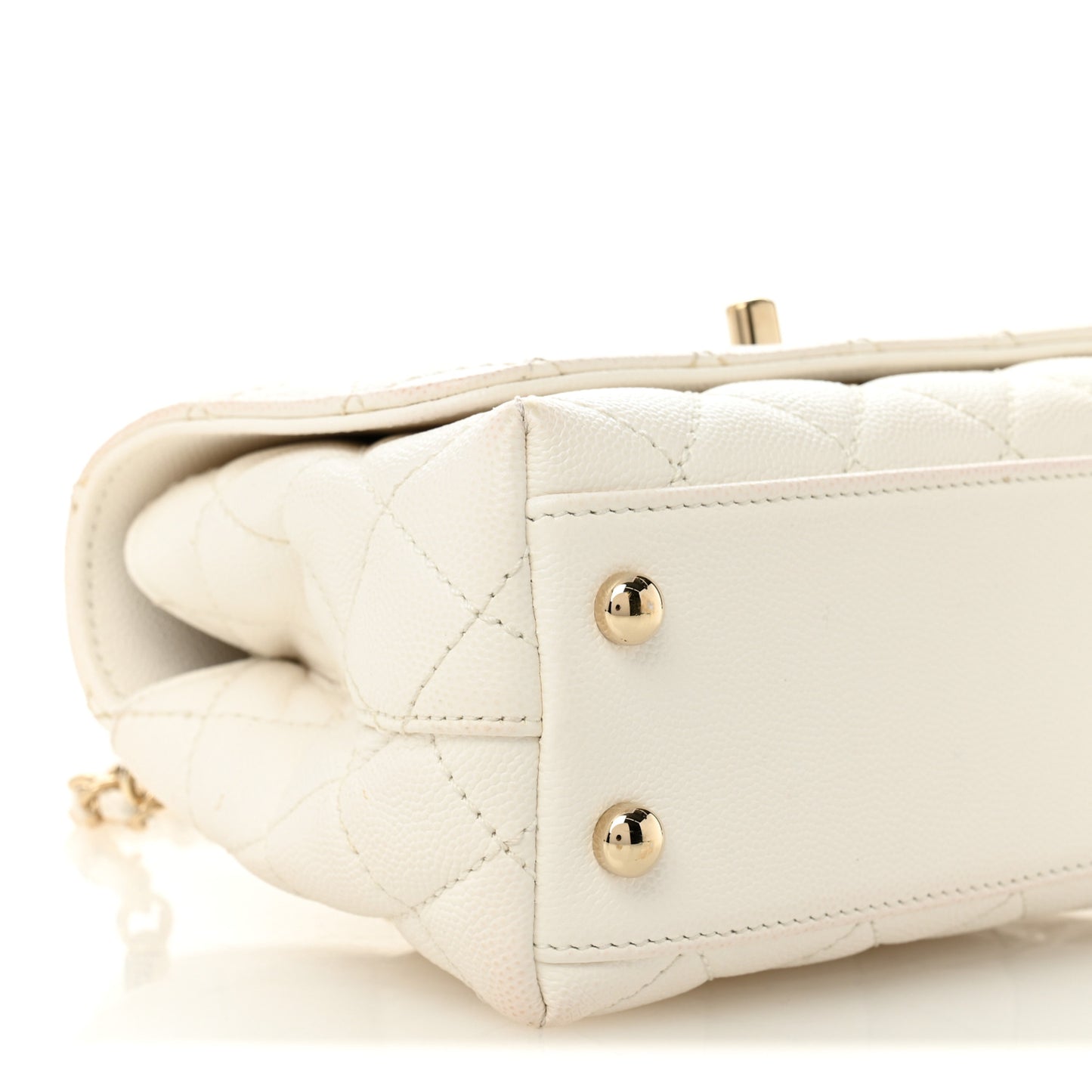 Caviar Quilted Extra Mini Coco Handle Flap White