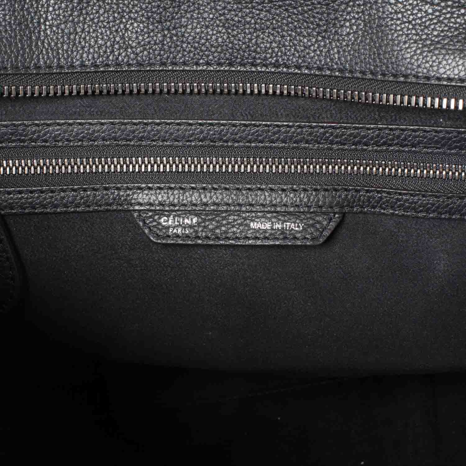 Celine Drummed Leather Shoulder Luggage Black 7 of 10