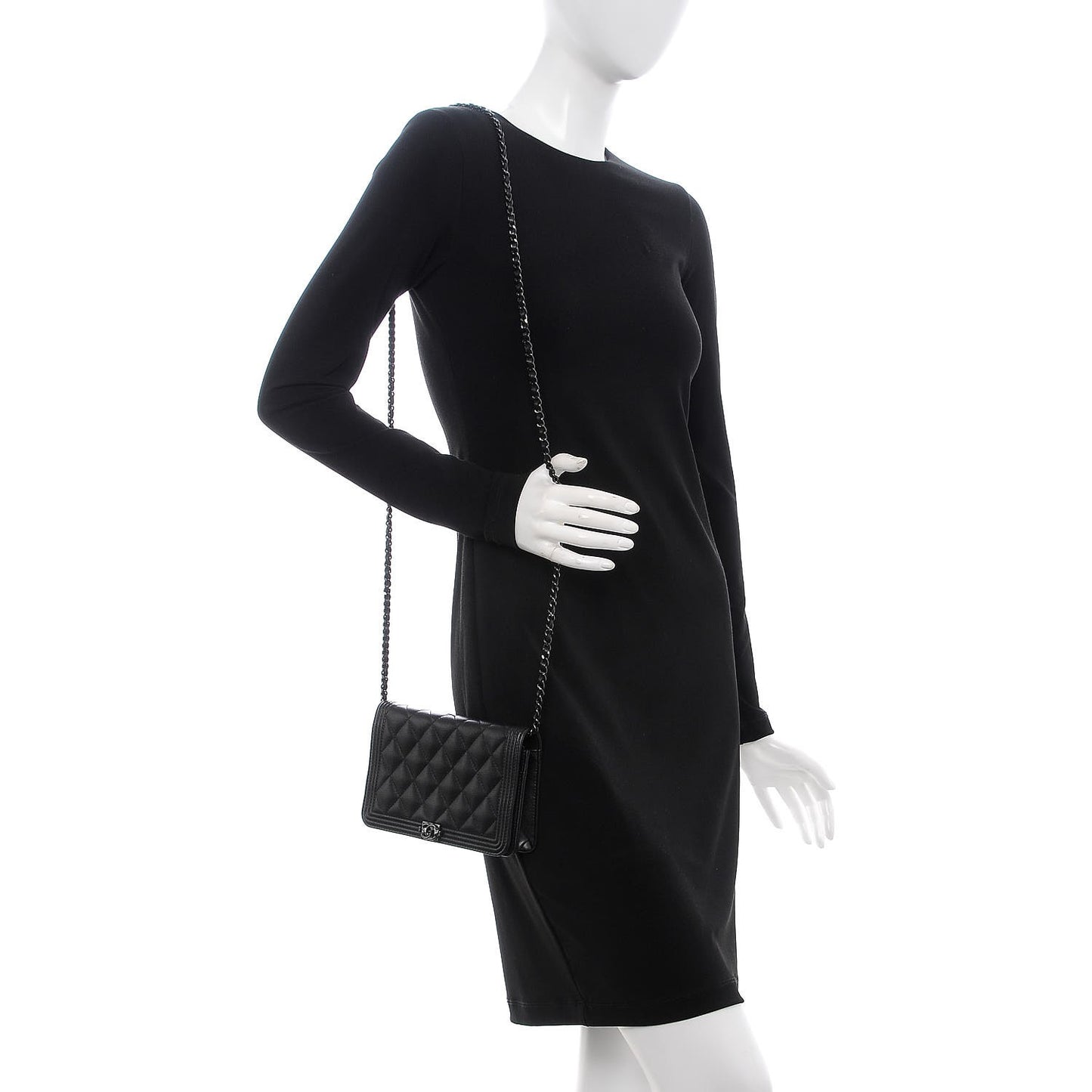 Caviar Quilted Boy Wallet On Chain WOC So Black