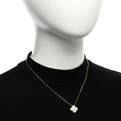 Van Cleef & Arpels 18K Yellow Gold Diamond Yellow Mother of Pearl Vintage Alhambra Pendant Necklace 2 of 4