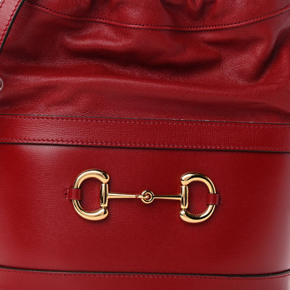 Gucci Azalea Sakai Calfskin Horsebit 1955 Drawstring Bucket Bag New Cherry Red 8 of 9