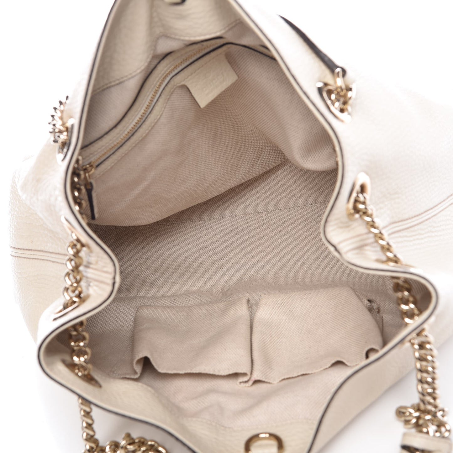 Pebbled Calfskin Medium Soho Chain Shoulder Bag Off White