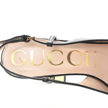 Gucci Malaga Kid Horsebit 75mm Slingback Pumps 37.5 Black 8 of 9