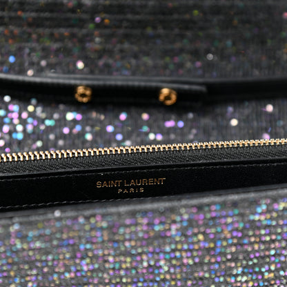 Saint Laurent Glitter Classic Monogram Chain Wallet Black Multicolor 6 of 10