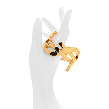 Saint Laurent Brass Monogram Medium Cuff Bracelet Gold 2 of 4