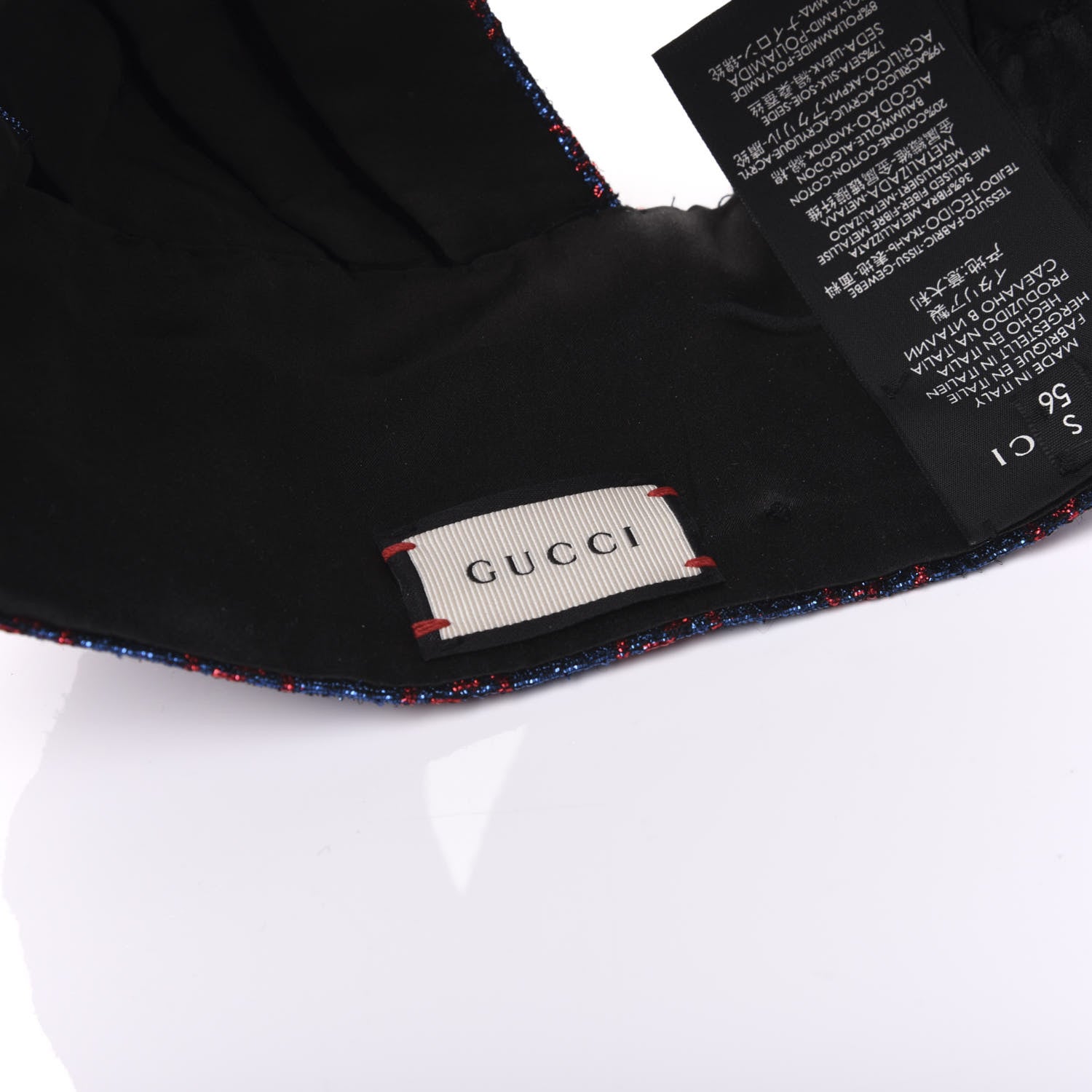 Gucci Metallic Lurex Silk GG Supreme Headband S Blue Red 4 of 6