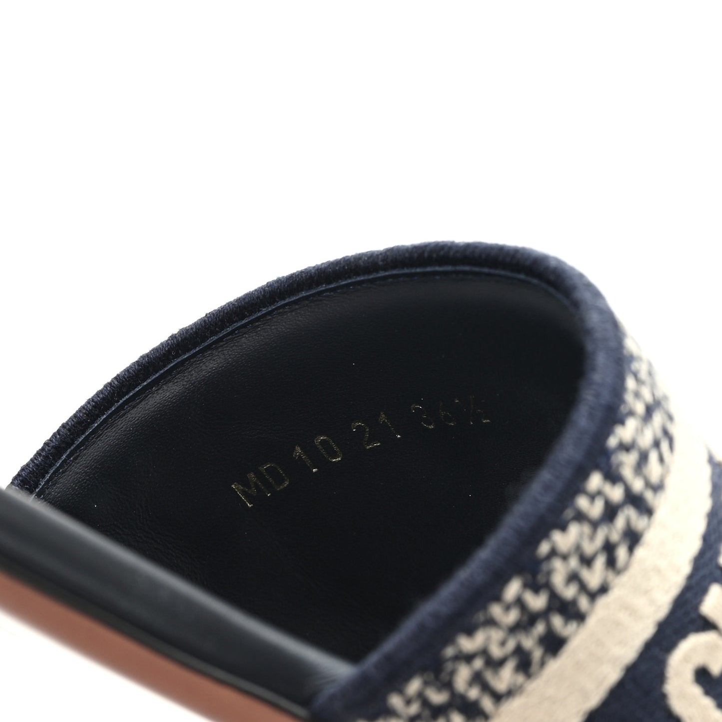Canvas Embroidered Dway Mules Slide Sandals 36.5 Deep Blue