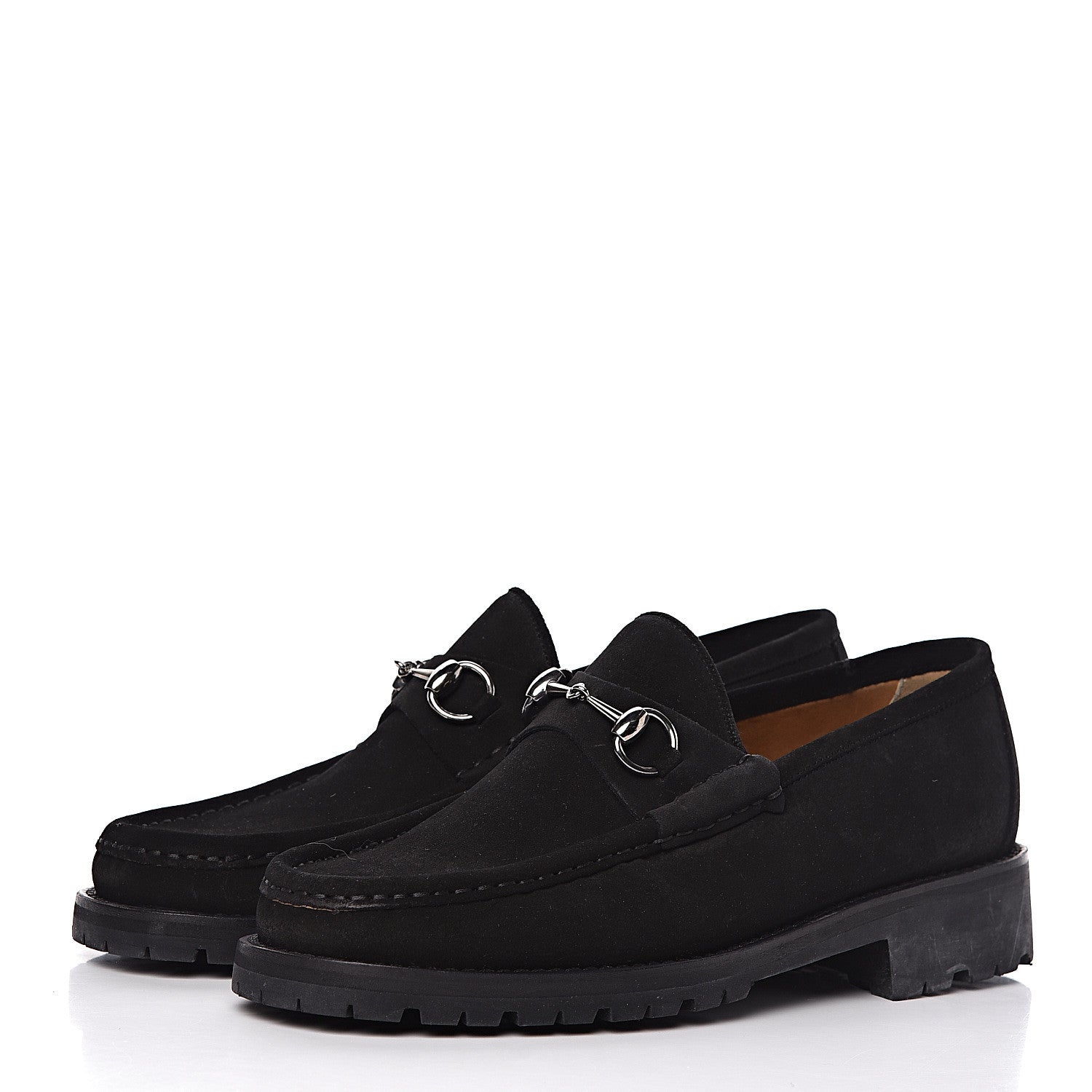 Gucci Suede Mens Horsebit Loafers 8.5 Black 3 of 13
