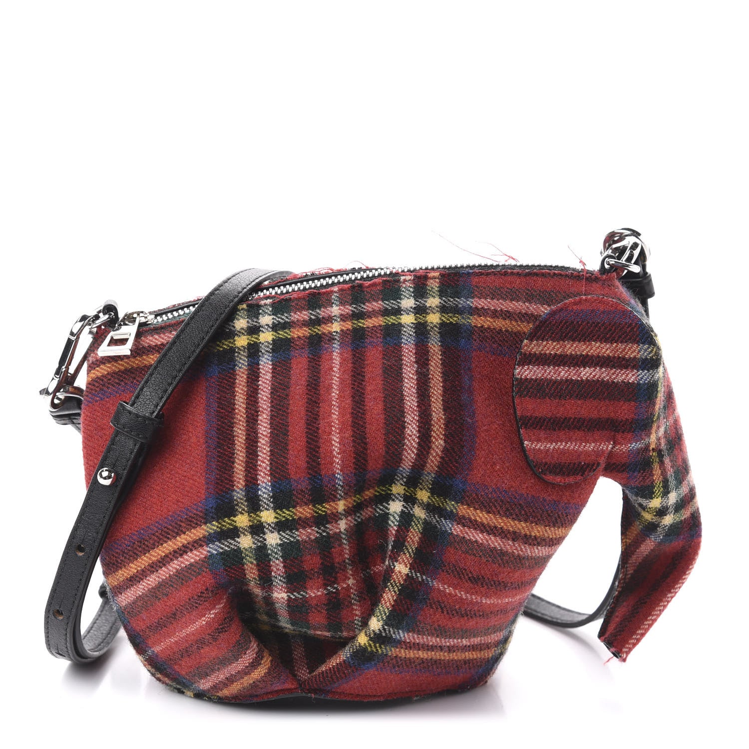 Loewe Wool Calfskin Mini Elephant Crossbody Bag Red Tartan 1 of 11