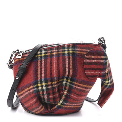 Loewe Wool Calfskin Mini Elephant Crossbody Bag Red Tartan 1 of 11